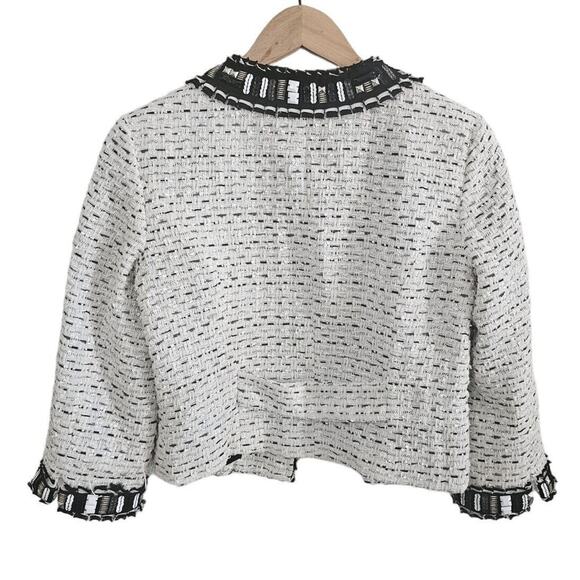 WHBM Embellished Tweed Boucle Cropped Blazer Jacket Sz 6 Career Wear Office - Picture 2 of 7